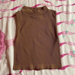 brown cotton on mock neck crop top